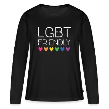 LGBT-freundlich - Frauen Premium Bio Langarmshirt - Schwarz - Vorne - Julia (174cm)