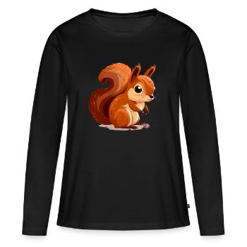 Charme Écureuil Ensoleillé - T-shirt manches longues Premium bio Femme - noir - Devant - Julia (174cm)