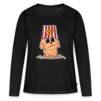 Popcorn Cinéma Chien Films Cinéma Soirée cinéma - T-shirt manches longues Premium bio Femme - noir - Devant - Julia (174cm)