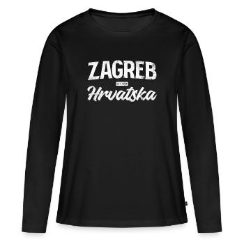 Zagreb Hrvatska Lettrage - T-shirt manches longues Premium bio Femme - noir - Devant - Julia (174cm)