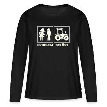 Landwirtschaft Traktor Feld Landleben Statement - Frauen Premium Bio Langarmshirt - Schwarz - Vorne - Julia (174cm)