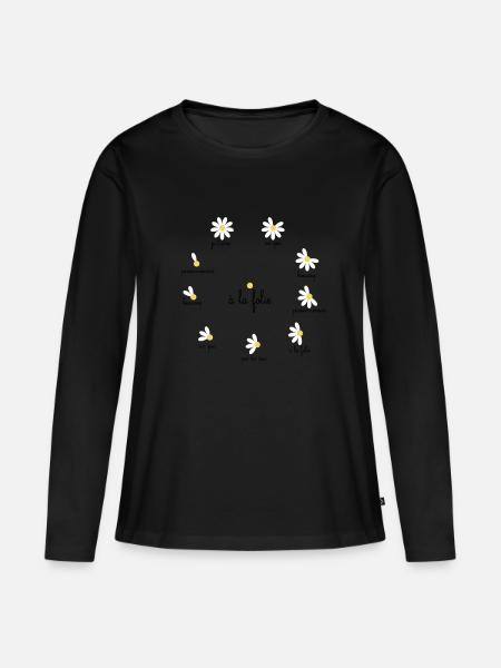 marguerite pétales amour V2 - T-shirt manches longues Premium bio Femme - noir