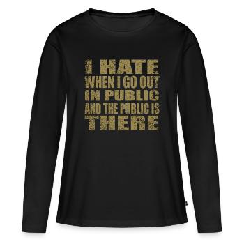Citation sympa - T-shirt manches longues Premium bio Femme - noir - Devant - Julia (174cm)