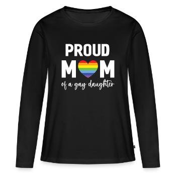 Mois de la fierté LGBT - Fière maman d’une fille gaie - T-shirt manches longues Premium bio Femme - noir - Devant - Julia (174cm)