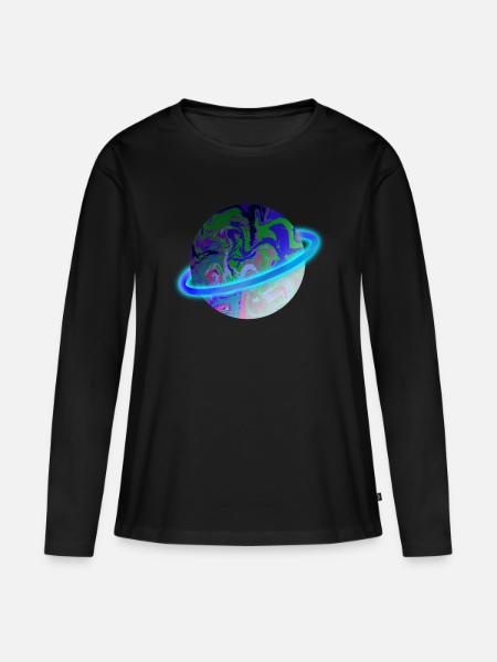 Blue Shiny - Frauen Premium Bio Langarmshirt - Schwarz