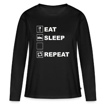 Eat Sleep Repeat Icon Layout - Frauen Premium Bio Langarmshirt - Schwarz - Vorne - Julia (174cm)