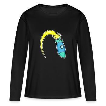Fusée - T-shirt manches longues Premium bio Femme - noir - Devant - Julia (174cm)