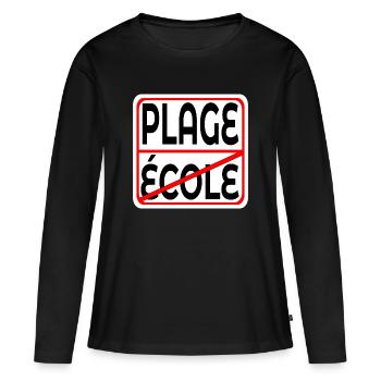 Début des vacances École PLAGE - T-shirt manches longues Premium bio Femme - noir - Devant - Julia (174cm)