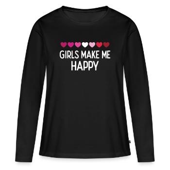 Pride Month LGBTQ - Girls Make Me Happy - Women's Premium Organic Long Sleeve Shirt - black - Front - Julia (174cm)