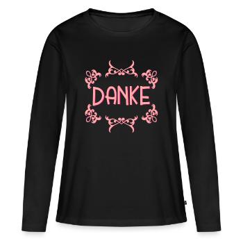 Dankeschöngeschenke DANKE SPRÜCHE - Frauen Premium Bio Langarmshirt - Schwarz - Vorne - Julia (174cm)
