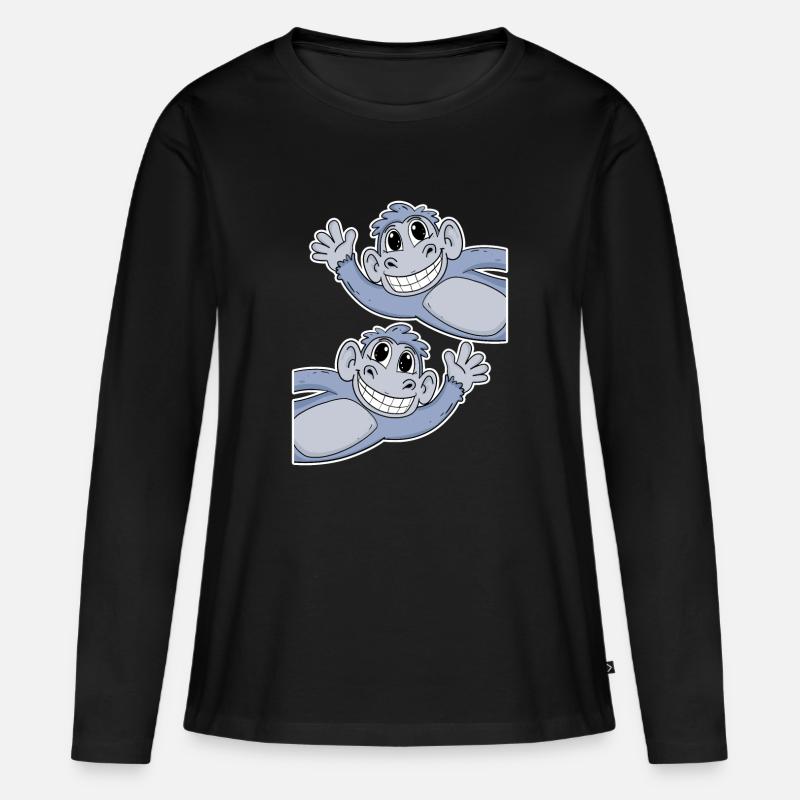 Affe Affen - Frauen Premium Bio Langarmshirt - Schwarz