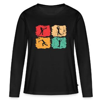Pelote basque vintage retro - T-shirt manches longues Premium bio Femme - noir - Devant - Julia (174cm)