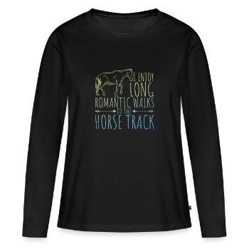 courses de chevaux - T-shirt manches longues Premium bio Femme - noir - Devant - Julia (174cm)