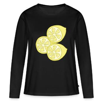 zitronen - Frauen Premium Bio Langarmshirt - Schwarz - Vorne - Julia (174cm)