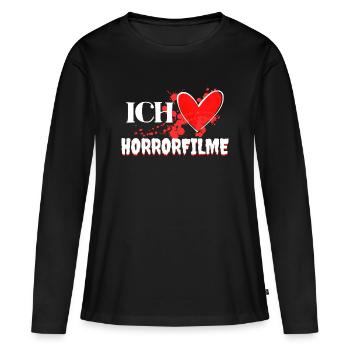 J’aime les films Heart Movies Déclaration Cineaste - T-shirt manches longues Premium bio Femme - noir - Devant - Julia (174cm)