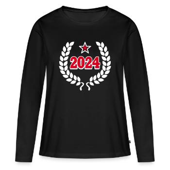 2024 - Anniversaire Anniversaire JGA Année de mariage - T-shirt manches longues Premium bio Femme - noir - Devant - Julia (174cm)