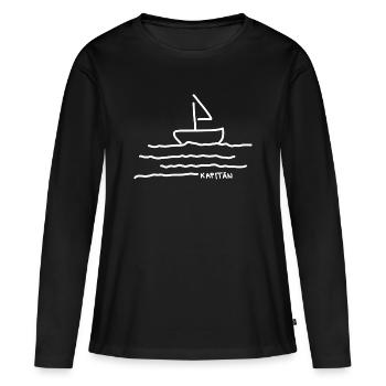 Kapitän | Sommerurlaub - Frauen Premium Bio Langarmshirt - Schwarz - Vorne - Julia (174cm)