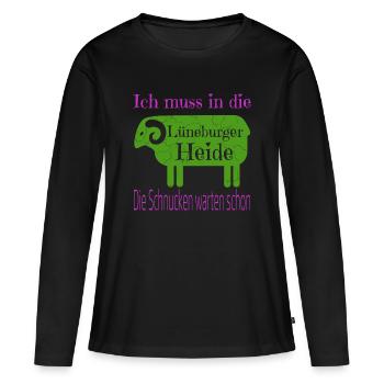Lüneburger Heide Motiv - Frauen Premium Bio Langarmshirt - Schwarz - Vorne - Julia (174cm)