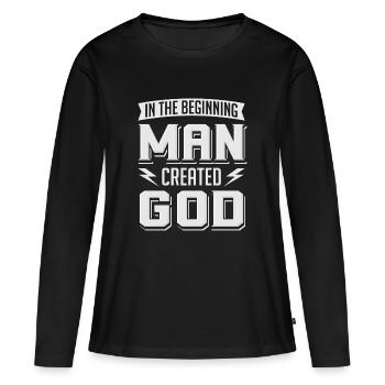 Atheist Man Created God Anti Religion Agnostic - Women's Premium Organic Long Sleeve Shirt - black - Front - Julia (174cm)