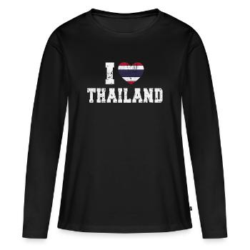 Thaïlande - T-shirt manches longues Premium bio Femme - noir - Devant - Julia (174cm)