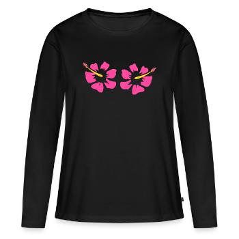 Fleur Rose Rose Fleur Fleurs Rose Rose Fleurs - T-shirt manches longues Premium bio Femme - noir - Devant - Julia (174cm)