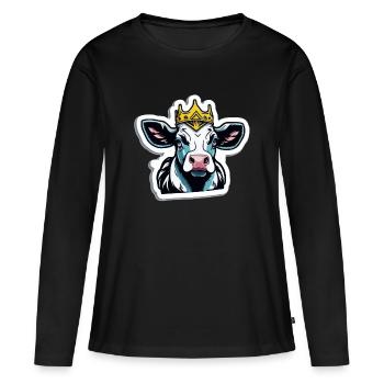 La vache est reine - T-shirt manches longues Premium bio Femme - noir - Devant - Julia (174cm)
