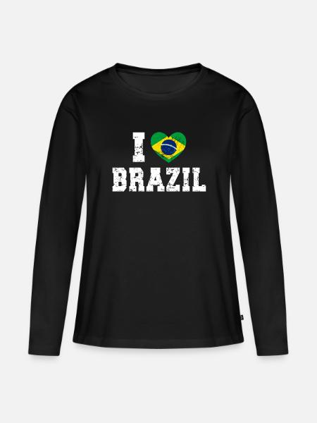 Brasilien - Frauen Premium Bio Langarmshirt - Schwarz