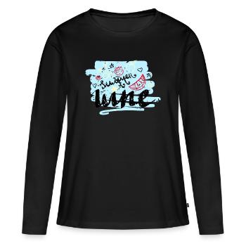 Sommer Scribble Früchte - Frauen Premium Bio Langarmshirt - Schwarz - Vorne - Julia (174cm)