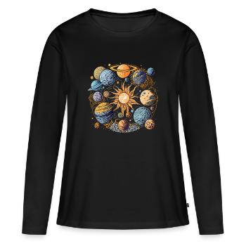 Système Solaire - T-shirt manches longues Premium bio Femme - noir - Devant - Julia (174cm)