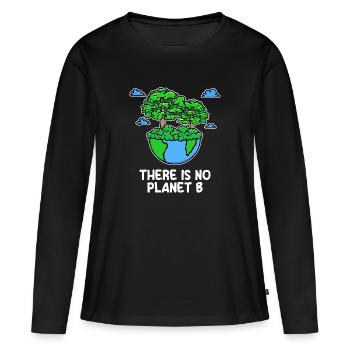 Mutter Erde Planet Statement Baum Naturschutz - Frauen Premium Bio Langarmshirt - Schwarz - Vorne - Julia (174cm)