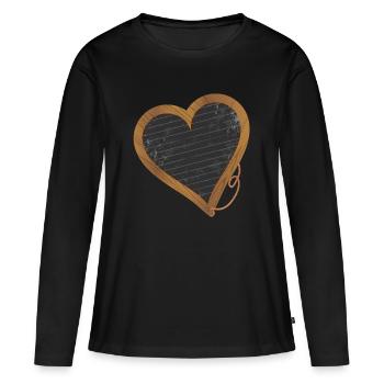 black slate in heart shape for back to school - Women's Premium Organic Long Sleeve Shirt - black - Front - Julia (174cm)