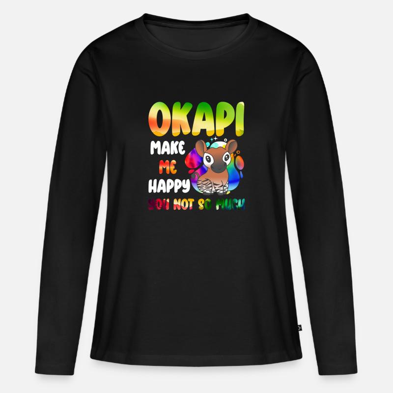 Okapi Wächter des Waldes - Frauen Premium Bio Langarmshirt - Schwarz