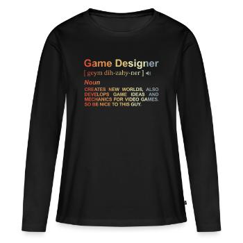 Définition du concepteur de jeu - T-shirt manches longues Premium bio Femme - noir - Devant - Julia (174cm)