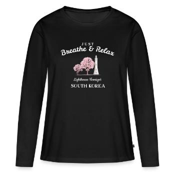 Südkorea, Relax, Leuchtturm Halbinsel Homigot - Frauen Premium Bio Langarmshirt - Schwarz - Vorne - Julia (174cm)