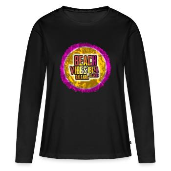 Ambiance de la plage d’Ibiza - T-shirt manches longues Premium bio Femme - noir - Devant - Julia (174cm)