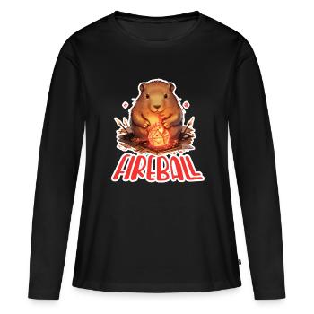 Capybara Mage – Conception de RPG boule de feu - T-shirt manches longues Premium bio Femme - noir - Devant - Julia (174cm)