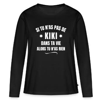 prénom kiki, kiki, surnom, pseudonyme, sobriquet - T-shirt manches longues Premium bio Femme - noir - Devant - Julia (174cm)
