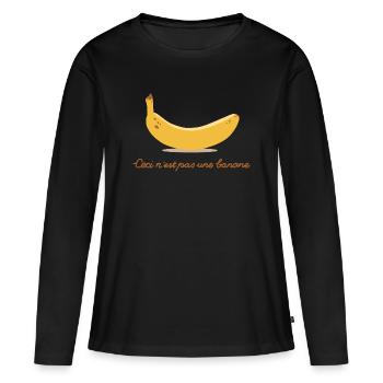 Ceci nest pas une banane - Frauen Premium Bio Langarmshirt - Schwarz - Vorne - Julia (174cm)