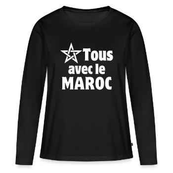 Maroc, j'aime le Maroc - T-shirt manches longues Premium bio Femme - noir - Devant - Julia (174cm)