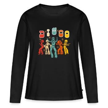 DISCO - T-shirt manches longues Premium bio Femme - noir - Devant - Julia (174cm)