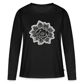 La beauté et le charme d’une fleur monochrome - T-shirt manches longues Premium bio Femme - noir - Devant - Julia (174cm)