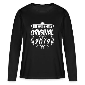 2019 - Baujahr 2019 - Jahrgang 2019 - Frauen Premium Bio Langarmshirt - Schwarz - Vorne - Julia (174cm)