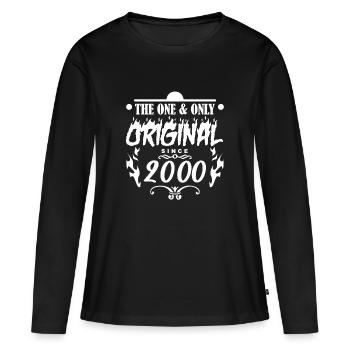 2000 - Baujahr 2000 - Jahrgang 2000 - Frauen Premium Bio Langarmshirt - Schwarz - Vorne - Julia (174cm)