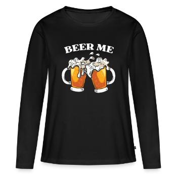 Bier, Bier trinken - Frauen Premium Bio Langarmshirt - Schwarz - Vorne - Julia (174cm)