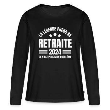 retraite, prendre sa retraite, retraité - T-shirt manches longues Premium bio Femme - noir - Devant - Julia (174cm)