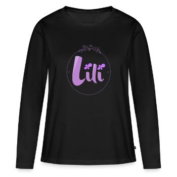 Lili - T-shirt manches longues Premium bio Femme - noir - Devant - Julia (174cm)