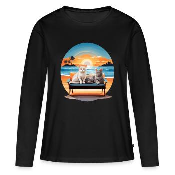 Katzen auf dem Sofa - Frauen Premium Bio Langarmshirt - Schwarz - Vorne - Julia (174cm)
