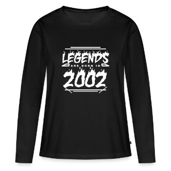 2002 - Jahrgang 2002 - Baujahr 2002 - Frauen Premium Bio Langarmshirt - Schwarz - Vorne - Julia (174cm)