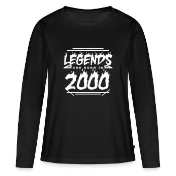2000 - Jahrgang 2000 - Baujahr 2000 - Frauen Premium Bio Langarmshirt - Schwarz - Vorne - Julia (174cm)