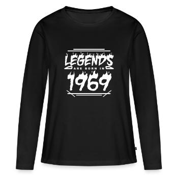 1969 - Année 1969 - Année 1969 - T-shirt manches longues Premium bio Femme - noir - Devant - Julia (174cm)